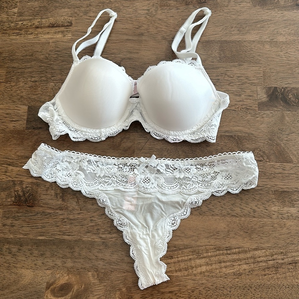 Victoria’s Secret white bra and panty set